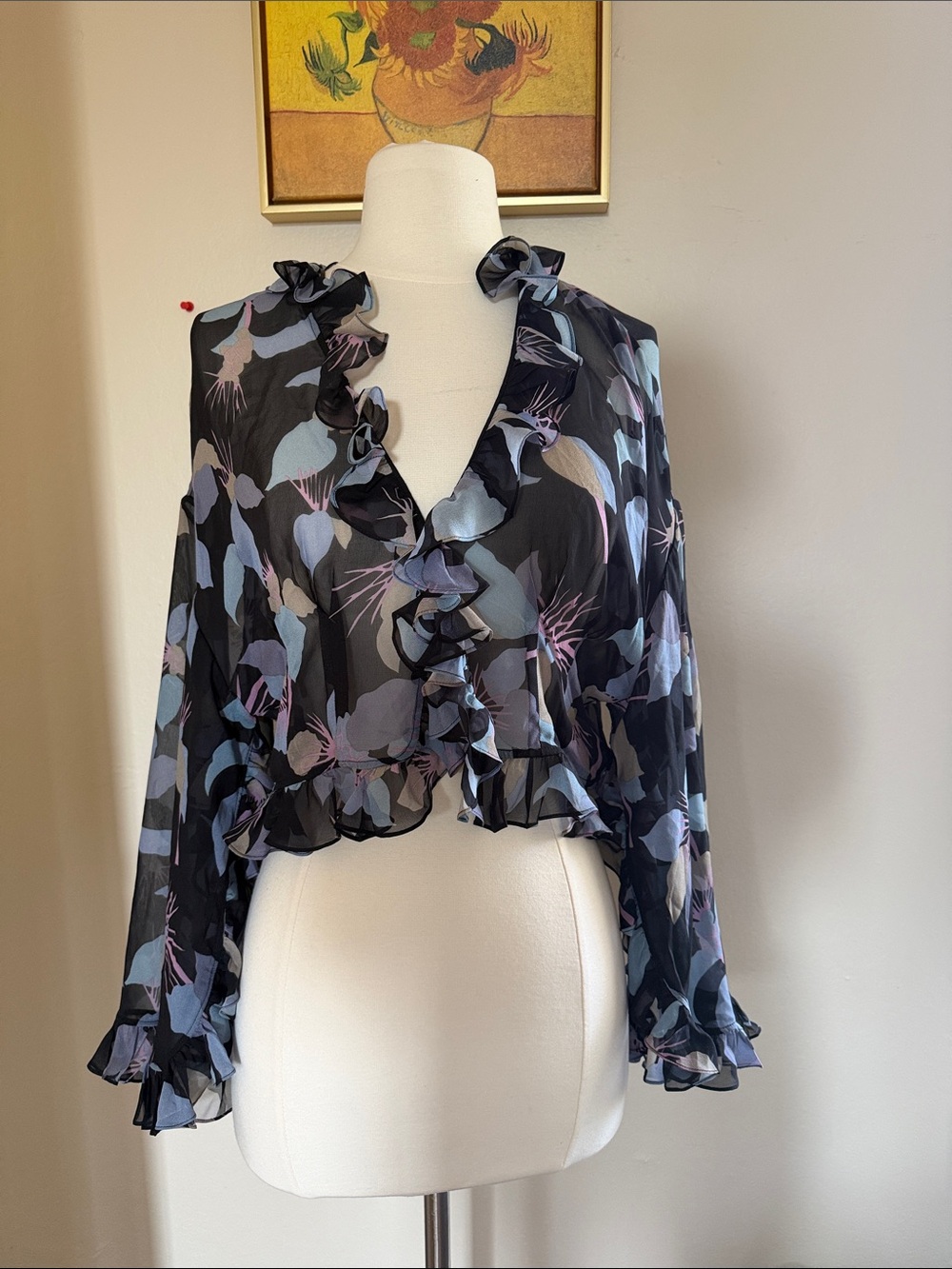Chloë Ruffled Sheer Top Size 36